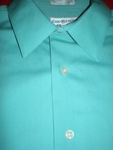 Chereskin Men Dress Shirt Sz L 32/33 Blue Green Cotton Eoc Just Cleaned - £6.38 GBP