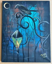 2019 Edgar Allen Poe&#39;s The Raven Acrylic Painting by Janie Poe&#39;s Crow - $59.39