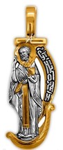 Sterling Silver 925 Gold Plated St. Nicholas &amp; Vessel Russian Orthodox Pendant - £72.95 GBP