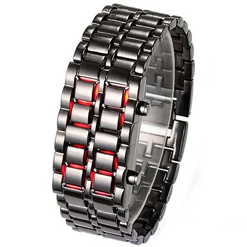 New Fashion Men Women Lava Iron Samurai Metal LED Faceless Bracelet Watc... - $17.00