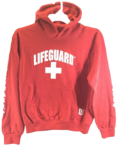 Teens Official Red Popular Lifeguard Long Sleeve Pullover Hoodie Size Large Red - £20.37 GBP