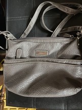 Rosetti Grey Pebbled Faux Leather Multi Pocket Adjustable Strap Crossbod... - $24.75