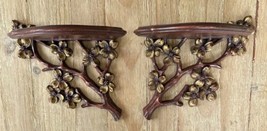 Vintage Pair Of Syroco Wall Shelves Sconces Cherry Blossom Japanese Mid Century - £79.13 GBP