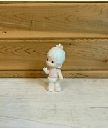 Precious Moments Baby Girl With Pink Bow Porcelain Figurine 1983 Vintage - $28.44 CAD