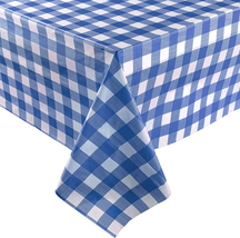 Blue Gingham Checkered 12 Pack Standard Disposable Plastic Party Picnic Tablecl - £38.21 GBP