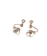 Large Rhinestone Screw Back Earrings Vintage Bling Prong Set Very Good C... - €7,51 EUR