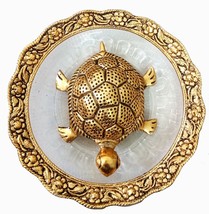 Metal Feng Shui Tortoise On Plate Showpiece (Golden,Diameter: 5.5 Inch)FREE SHIP - £19.77 GBP