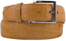 Mens Real Alligator Skin Belt Exotic Yellow Leather Rodeo Removable Buckle Cinto - £72.37 GBP