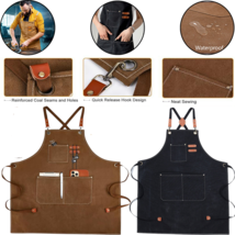 Carpenter Aprons Dual Pockets Heavy Men Waxed Canvas Woodworking Work Shop Apron - $6.40+