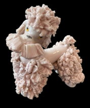Spaghetti Poodle Figurine Pink Porcelain Dog 3&quot; Vintage Decor Japan - $332.78 MXN