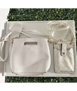 White Faux Leather Crossbody Purse &amp; Phone Bag Set Gold Hardware Unbrand... - $26.24 CAD
