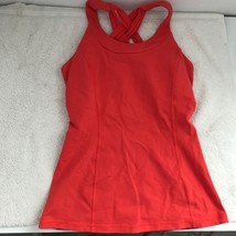 Lululemon Tank Top S Red Cross Back Built in Bra Scoop Neck Sleeveless Pullover - £11.88 GBP