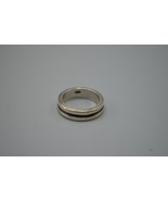Sterling Silver Ring 2-Band Black Stripe Design Stamped 925 Size 7 - £15.40 GBP