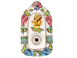 Vintage Ceramic Wall Sconce - Hand Painted Portugese Pottery Unwired Fixture - £11.39 GBP