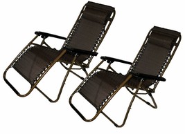 Set of 2: Zero-Gravity Beach Lawn and Yard Patio Chair with Head Rest - Brown - £78.62 GBP