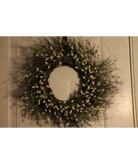 Spring White Buds Wreath 22 &quot;Simulated Flowers On Grape Backer Indoor White - $29.69