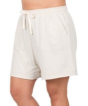 Lydiane Bone French Terry Drawstring-Waist Pocket Shorts 1X - $11.82