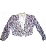 A. Byer White and Pink Floral Denim Jean Crop Jacket Polka Dot Lapels Sz M - £28.70 GBP