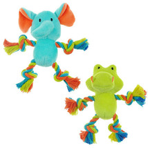 Mini Safari Tug Me Pals Dog Toys Squeak Plush Rope 7&quot; Choose Elephant or Giraffe - £8.47 GBP+