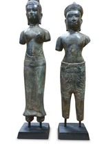 Bronze Statue Khmer König Paar Kambodscha Skulptur Metall Asiatika Asien antik - $254.61