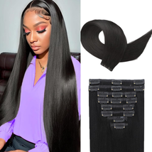 Clip in Hair Extensions Real Human Hair 60G Clip in 100% Human Hair Extensions B - £22.20 GBP
