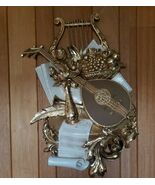 Golden Hollywood Regency Wall Sculpture 2 Syroco Musical Instrument 70s ... - $28.78