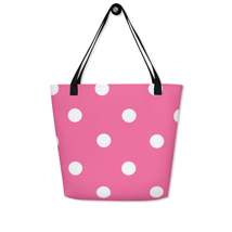 Autumn LeAnn Designs® | Large Tote Bag, Rose Pink with White Polka Dot - £29.81 GBP