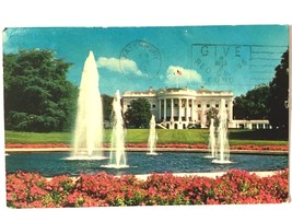  1966 Postcard WHITE HOUSE Washington DC posted 55 years ago w/ 4 cent stamp - £1.91 GBP