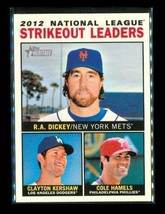 2013 Topps Heritage Strikeout Leaders Baseball Card #5 Dickey Kershaw Hamels - £6.61 GBP