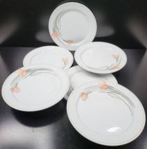 (6) Schonwald Pink Calla Lilly Dinner Plates Set Floral White Dishes Germany Lot - £69.67 GBP