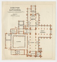 1924 Original Vintage Plan Of Chester Cathedral / England - £13.66 GBP