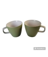 Set of 2 Mikasa Cera Stone Green Wood Cup Mugs Coffee Tea Japan 3&quot; Vinta... - £7.82 GBP