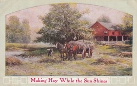 Making Hay While The Sun Shines Horse &amp; Wagon Being Loaded Postcard B19 - £2.38 GBP