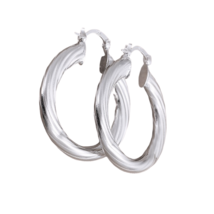 Thick Twisted Hoop Earrings 925 Sterling Silver - £8.96 GBP