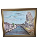 Oil Painting by Y. Maffei - Small Town by a Riverside Scene - 2Y90 - $259.96 CAD