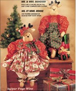 Xmas 32&quot; Stuffed Soft Toy Mr &amp; Mrs Reindeer Doll &amp; Clothes Faye Wine Sew... - $10.99