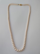 Vintage Marvella Simulated Faux Pearl Necklace Knotted Golden Cream Color  24 In - £14.93 GBP