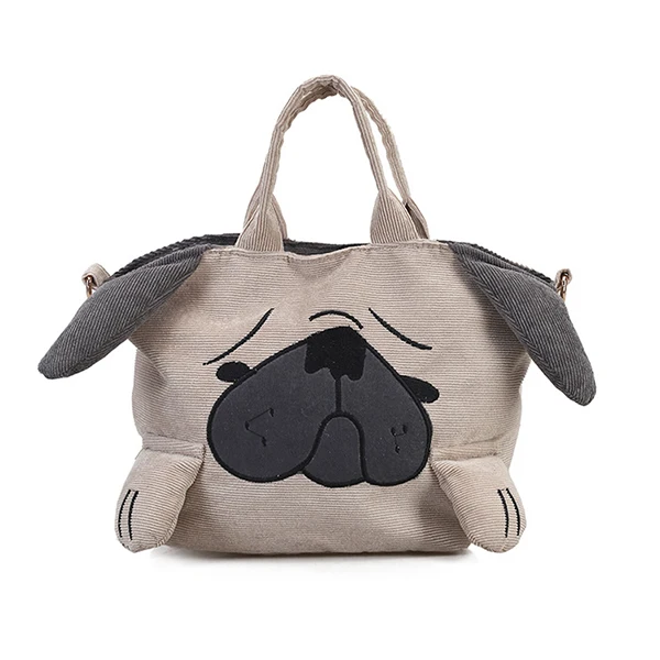 S for women casual travel large capacity totes shoulder bags pug dog corduroy messenger thumb200