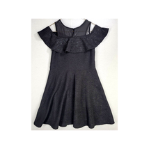 Disney D-Signed Dress Girl&#39;s Medium Black Sparkly Descendants Cold Shoulder - $19.79