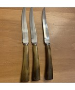 Vtg Set Of 3 Bakelite? Celluloid? Handles Knives Stainless Steel Washing... - $22.27