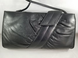 Nicole Black Pleats Purse Handbag Clutch Over Shoulder Strap Vintage - £9.73 GBP