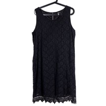 Alfani Eyelet Dress 2X Womens Black Sleeveless Knee Length Stretch Zip C... - £20.08 GBP
