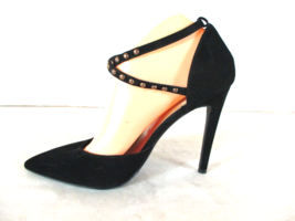 Heart in D Black Suede Ankle Strap Heels Shoes Women&#39;s 8 1/2 M (SW45) - £18.38 GBP