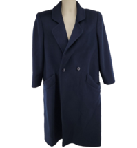 JG Hook Womens Long Wool Coat Petite Sz M Navy Blue Made In USA Double B... - $39.55