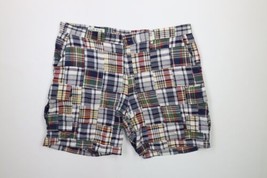 Vintage Orvis Mens 38 Faded Patchwork India Madras Plaid Cargo Shorts Cotton - £39.07 GBP