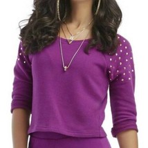 Womens Sweatshirt Crop French Terry Raglan Purple Junior Girls Nicki Minaj- XS - £9.44 GBP