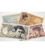 Lot of 4 France Notes (1933 - 1985 5 Francs - 50 francs) VG - XF Condition - $60.60