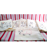 Darling Vintage Baby Farm Animals 6pc Hand Embroider Flour Sack Kitchen ... - £38.22 GBP