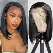 Women&#39;s front lace headpiece black short straight hair - €53,35 EUR