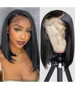 Women&#39;s front lace headpiece black short straight hair - $61.00